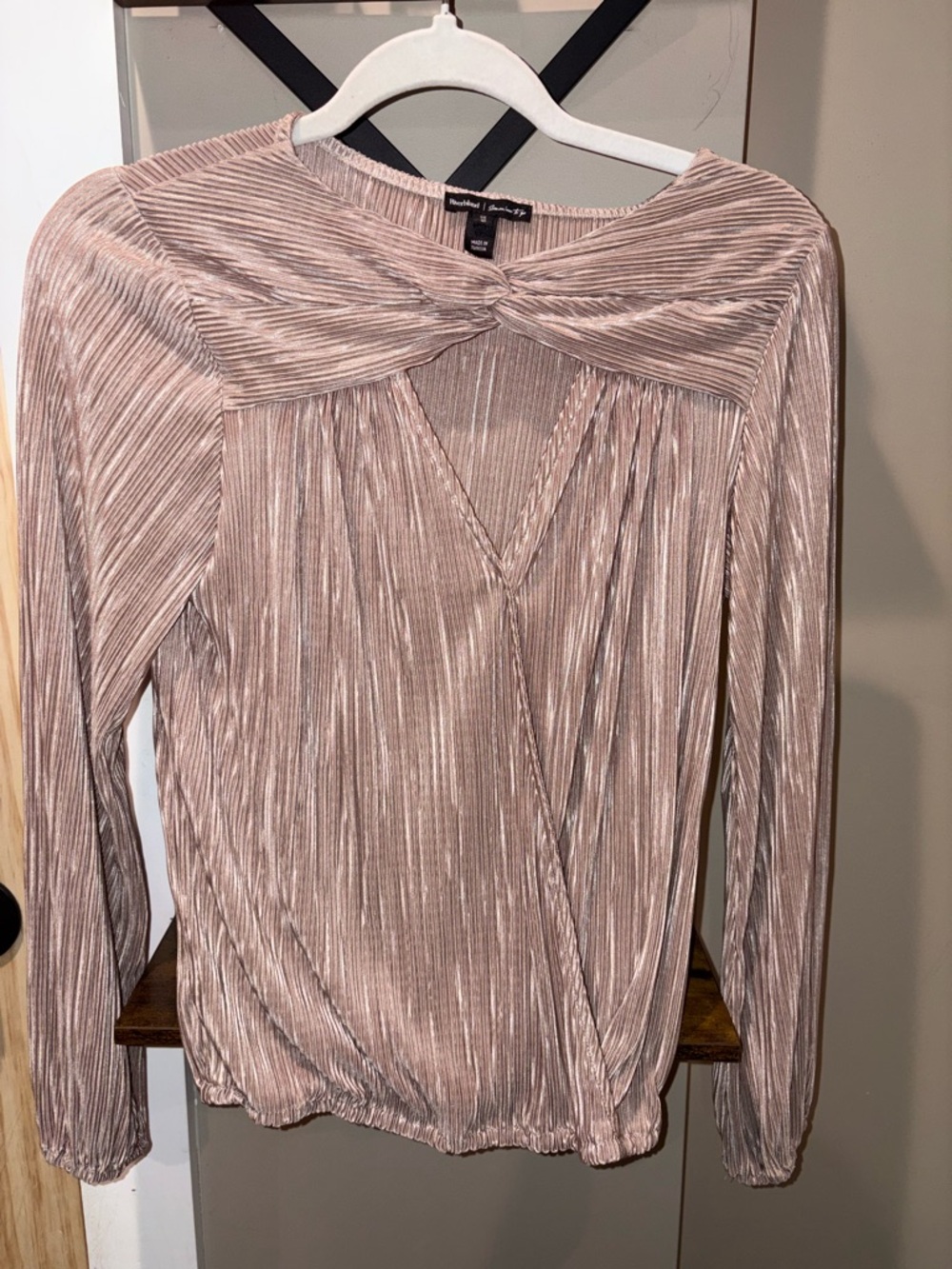River Island Pleated Twist Front Top in Mauve